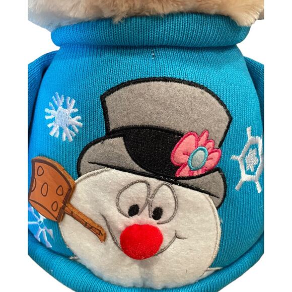 Christmas Bear Plush With Frosty The Snowman Sweater & Santa Hat 19” Stuffed Toy - Picture 3 of 8